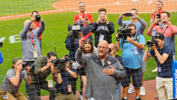 Guardians manager Terry Francona in his last home game in Cleveland.